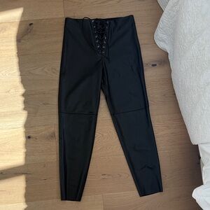 Zara Black Lace-Up Faux Leather Pants